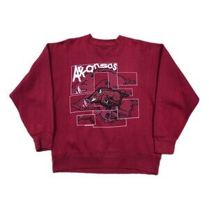 Vintage Arkansas Razorbacks Sweater Mens Medium Red NCAA Football Crewneck 90s